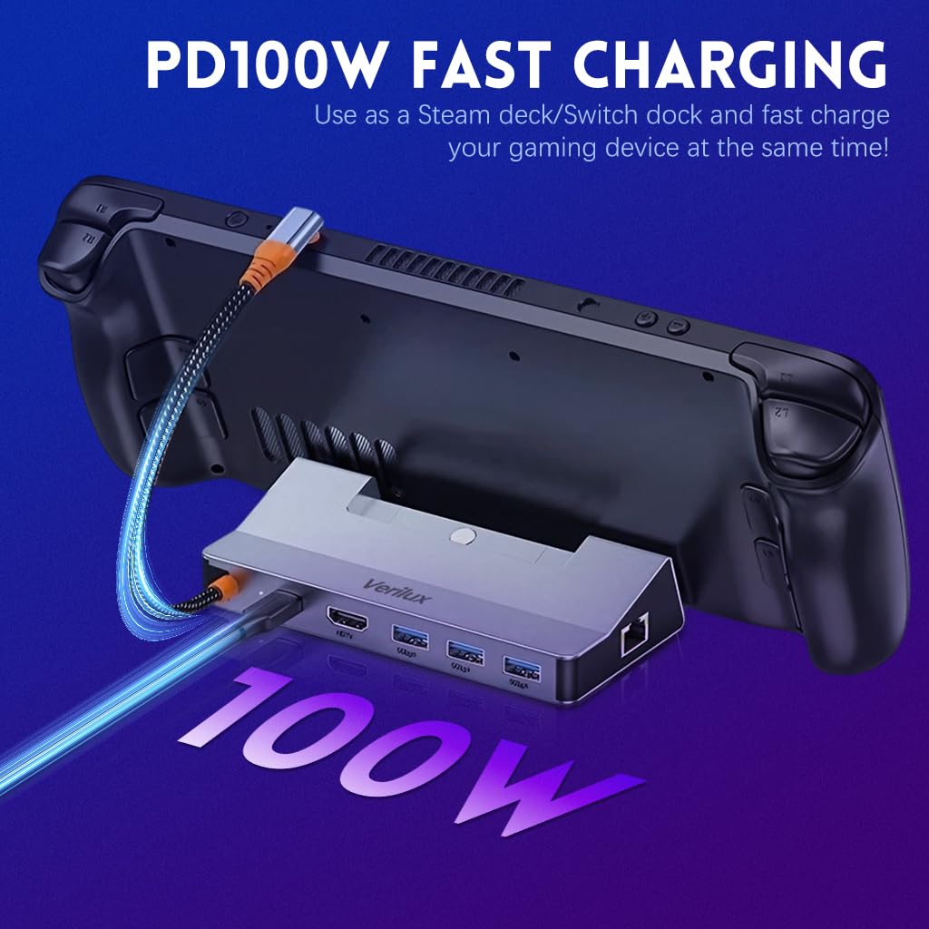 Verilux USB Hub Dock for Steam Deck 6 in 1 Steam Deck Stand USB Hub Travel USB 3.0 Hub Supports 4K@ 60Hz Video Output, 100W PD Charging, Universal USB Hub Dock for Steam Deck, ROG, Switch Verilux USB Hub Dock for Steam Deck 6 in 1 Steam Deck Stand USB Hub Travel USB 3.0 Hub Supports 4K@ 60Hz Video Output, 100W PD Charging, Universal USB Hub Dock for Steam Deck, ROG, Switch
